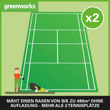 Greenworks 48V (2x24V) Selbstfahrender Akku Rasenmäher für große Flächen bis zu 480m², 46cm Schnittbreite, 55L Sack PLUS zwei 4Ah-Akkus und Doppelladegerät GD24X2LM46SPK4X
