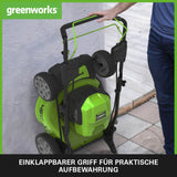 Greenworks 48V (2x24V) Selbstfahrender Akku Rasenmäher für große Flächen bis zu 480m², 46cm Schnittbreite, 55L Sack PLUS zwei 4Ah-Akkus und Doppelladegerät GD24X2LM46SPK4X