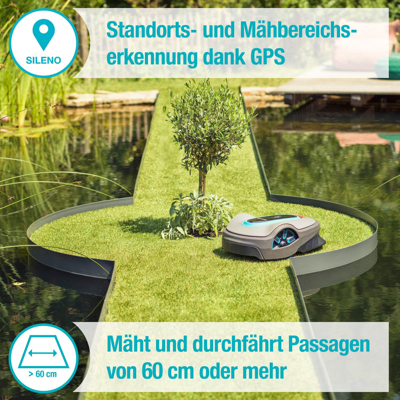 Gardena Mähroboter smart SILENO Life 1500 m² Set: Innovative LONA AI-Technologie, Steuerung per App, SensorControl, für Steigungen bis zu 35 Prozent, inkl. smart Gateway, DE-Version (19704-60)