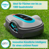 Gardena Mähroboter smart SILENO life 1000 m² Set: Innovative LONA AI-Technologie, Steuerung per App, SensorControl, für Steigungen bis zu 35 Prozent, inkl. smart Gateway, DE-Version (19702-60)